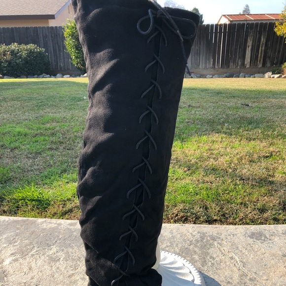 ❤️ LAST PAIR LEFT Side Lace Up Over The Knee Boots - Picture 5 of 8